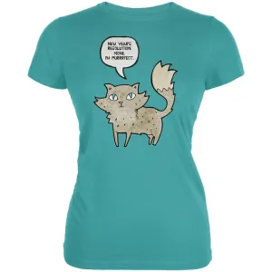 New Year's I'm Purrrrfect Sea Blue Juniors Soft T-Shirt