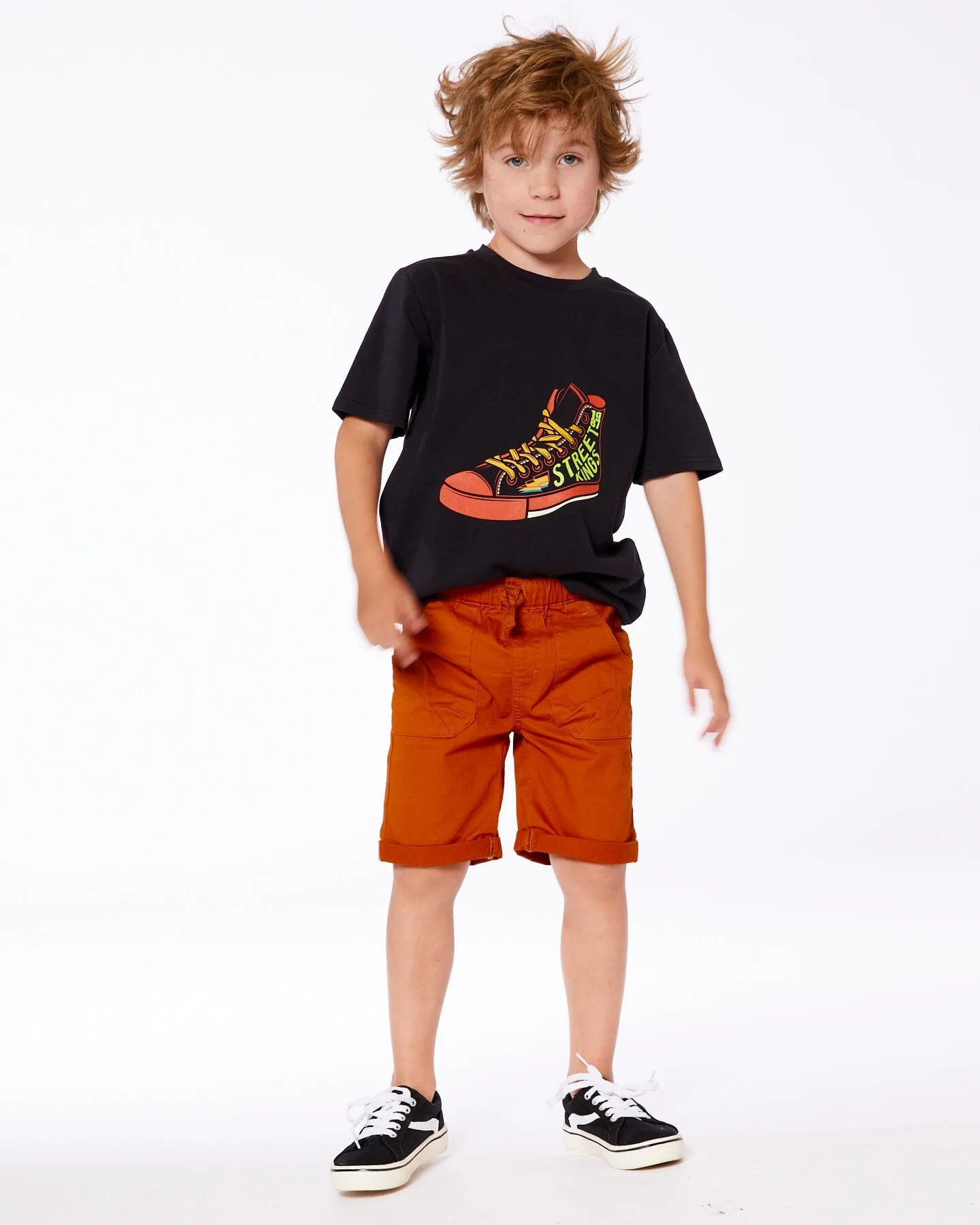 Organic Cotton Graphic Tee Black And Red Shoe