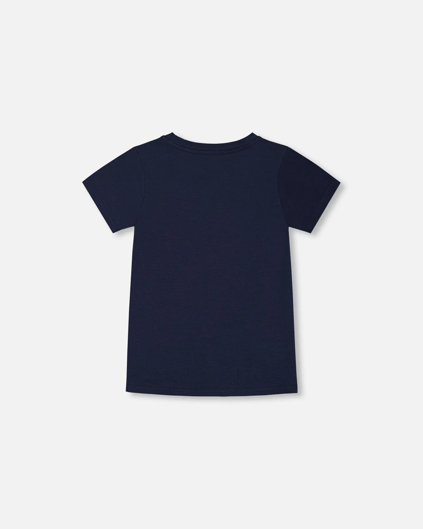 Organic Cotton Graphic Tee Smiling Navy Blue