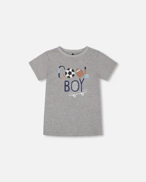 Organic Cotton Gray Tee Gray And Balloons