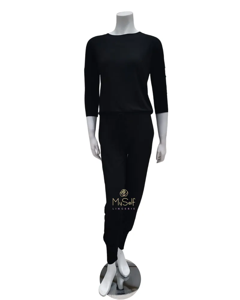 OZ214 Classic Black Modal Pajamas Set