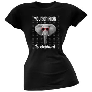 Paws - Elephant Your Opinion is Irrelephant Black Soft Juniors T-Shirt