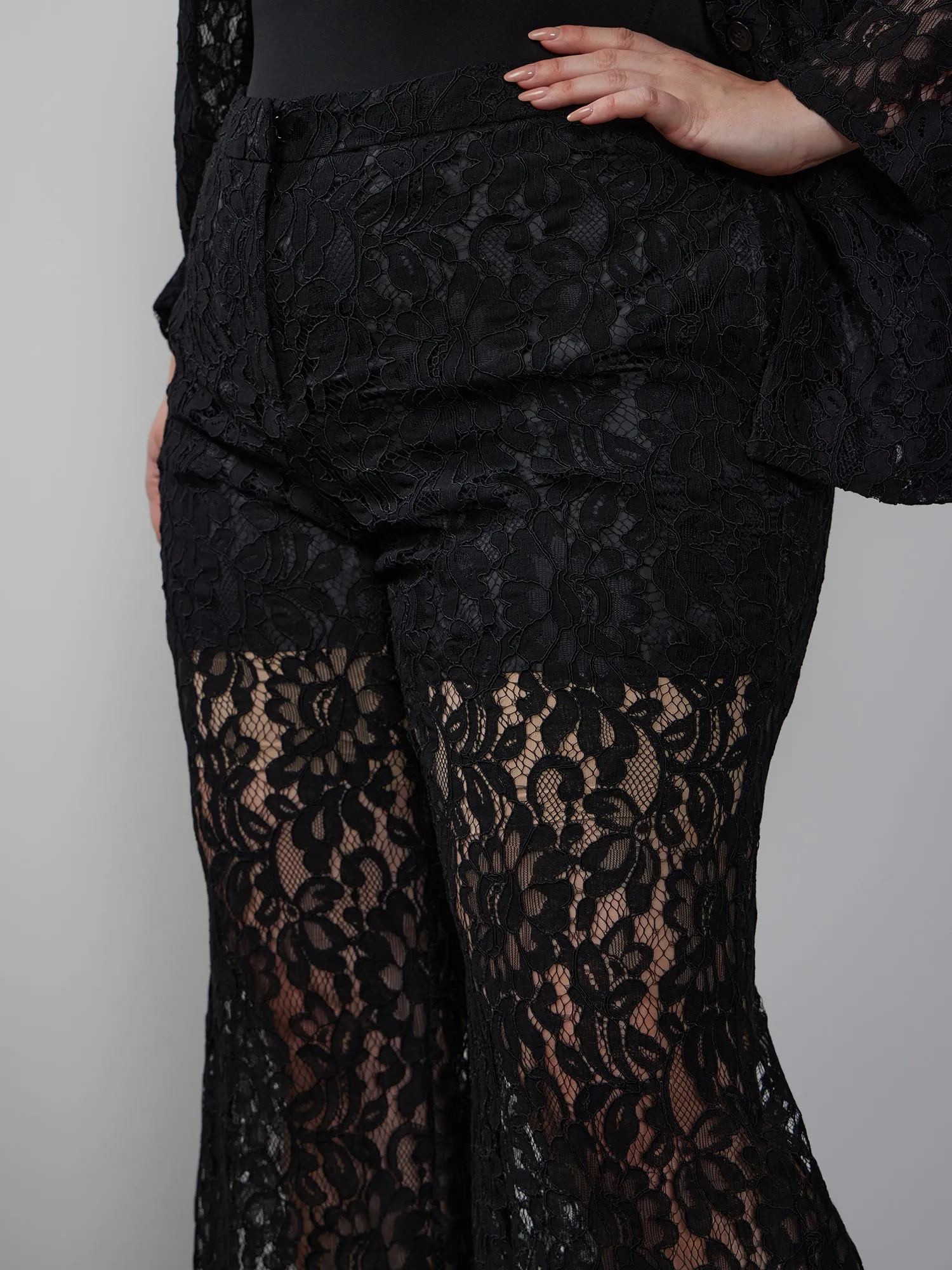 Plus Lace Straight Leg Pant