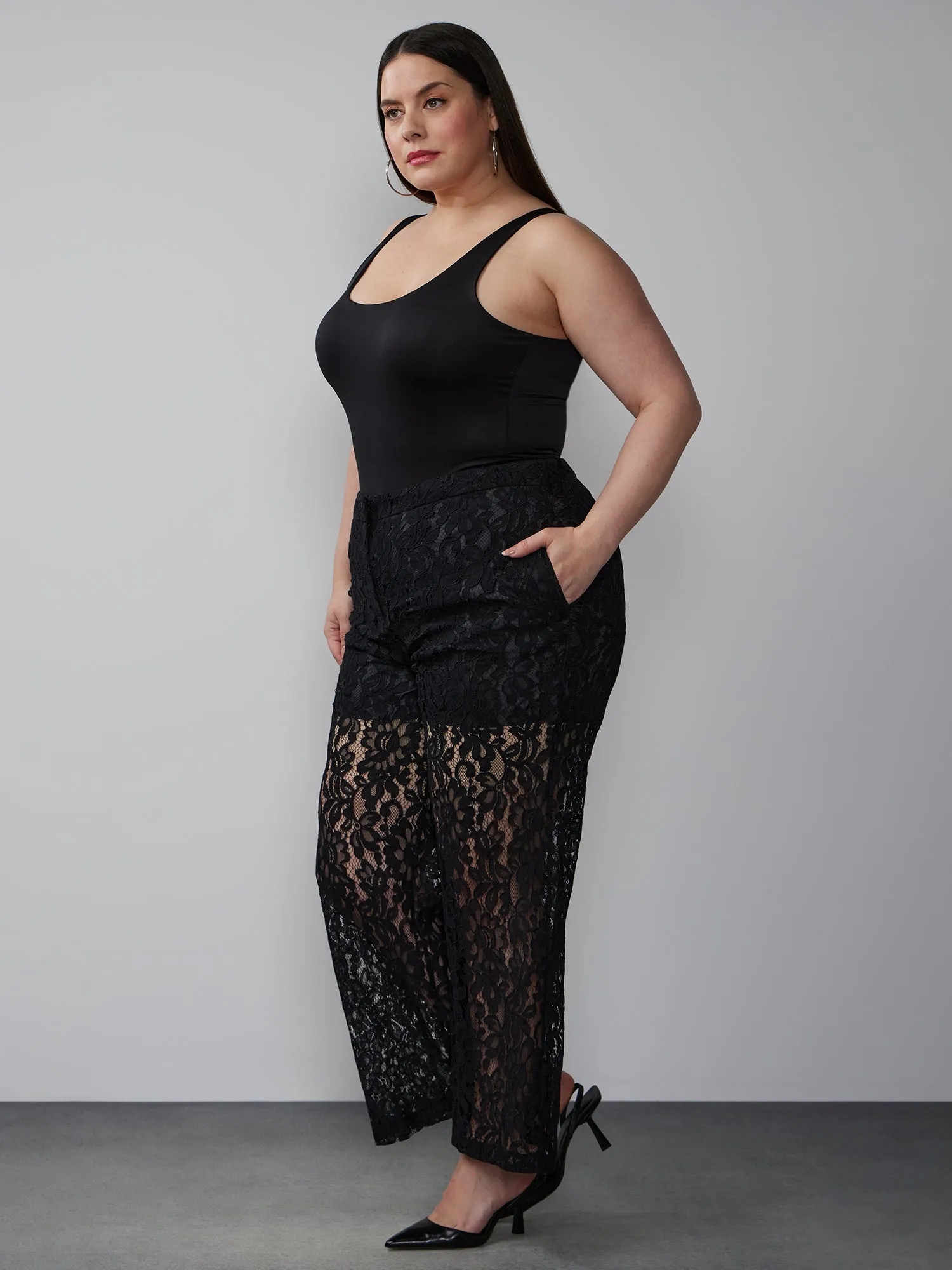 Plus Lace Straight Leg Pant