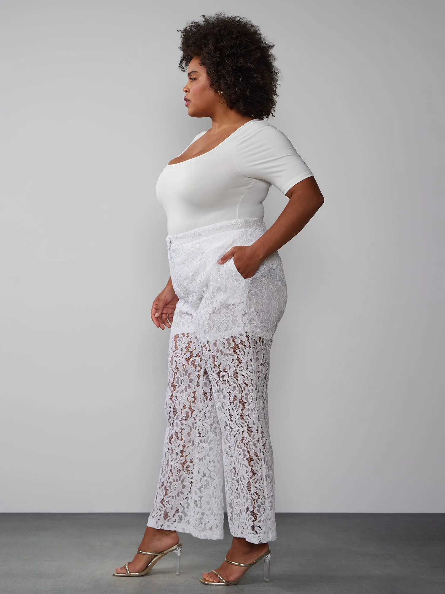 Plus Lace Straight Leg Pant