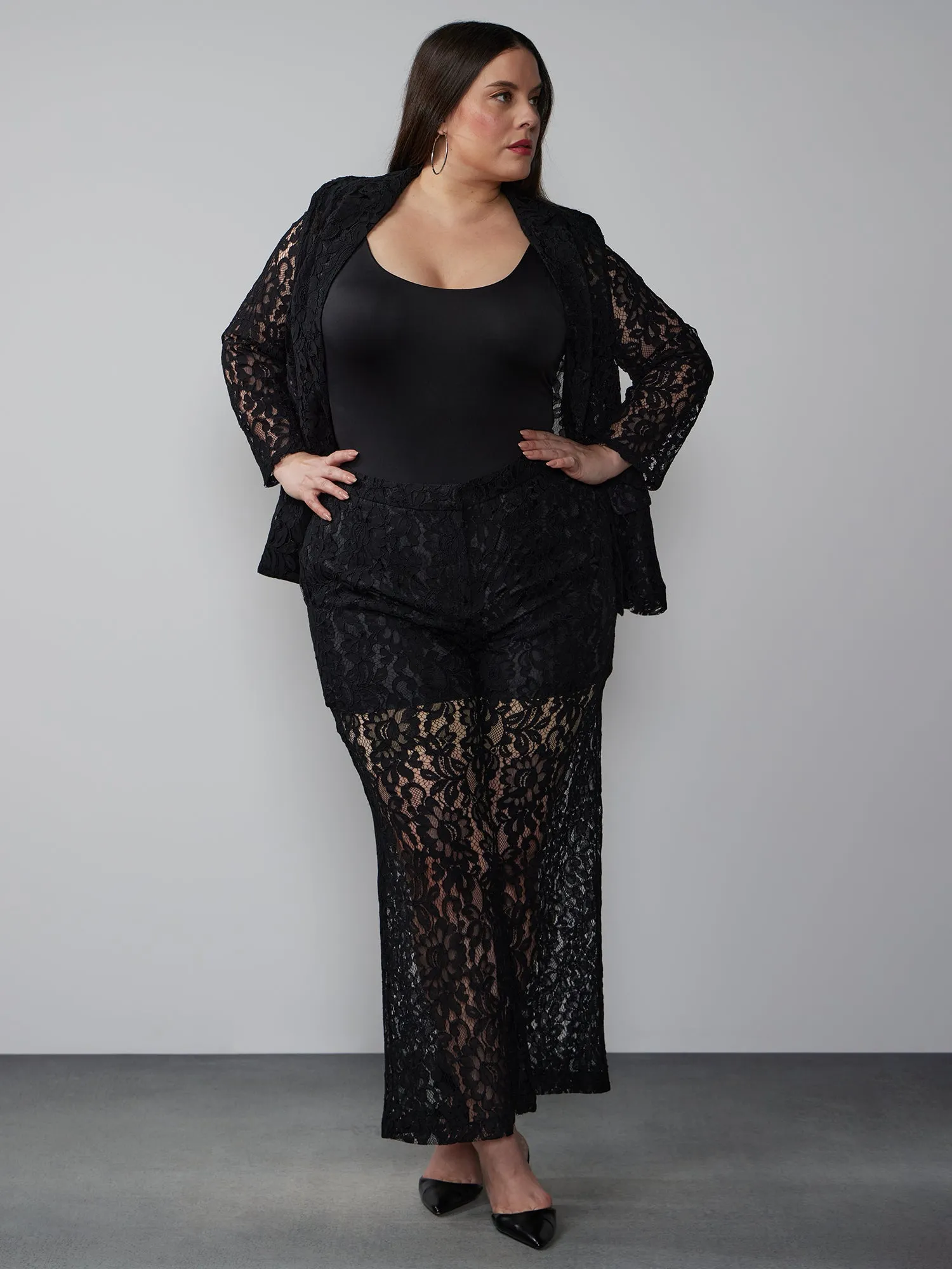 Plus Lace Straight Leg Pant