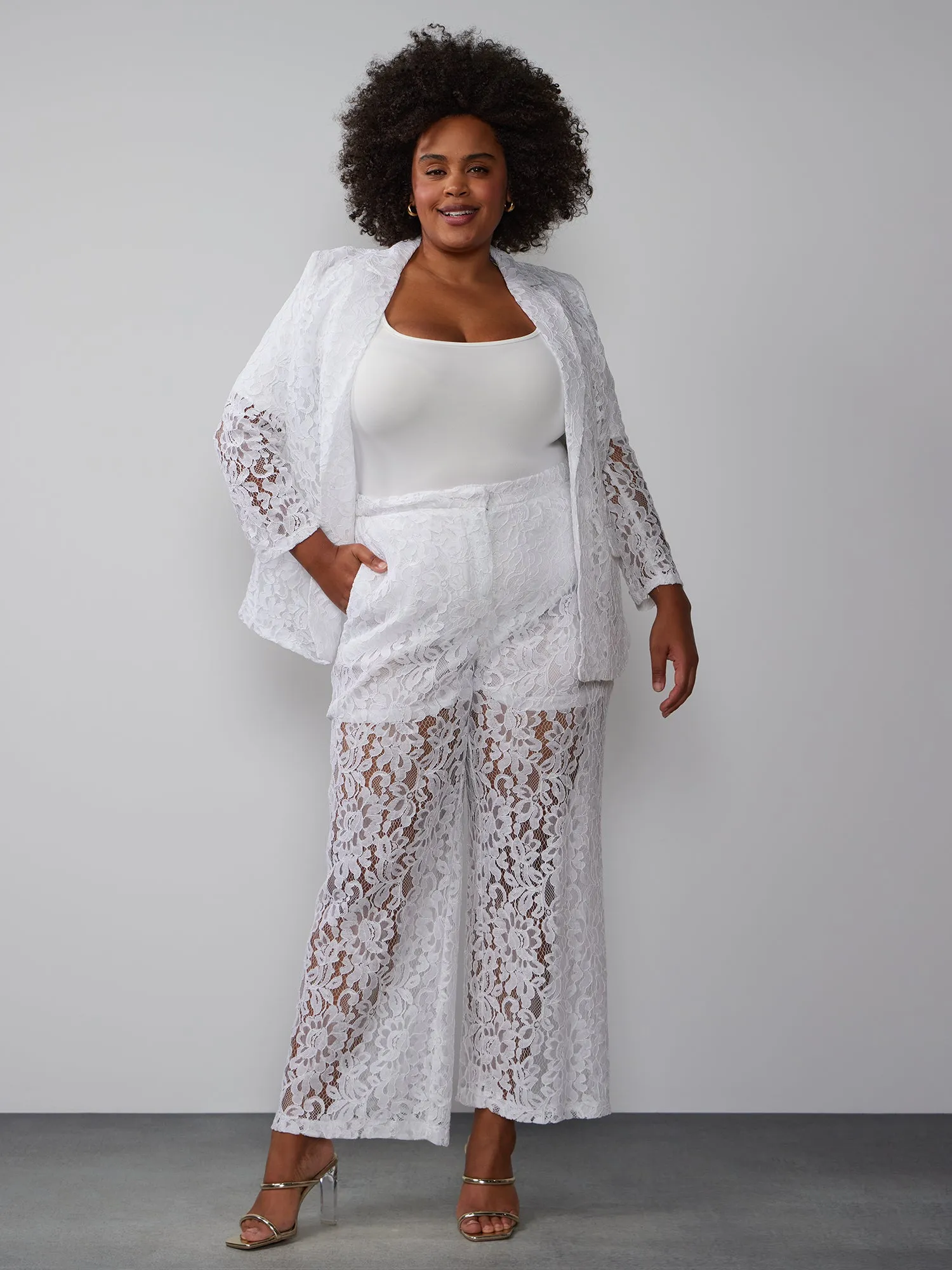 Plus Lace Straight Leg Pant
