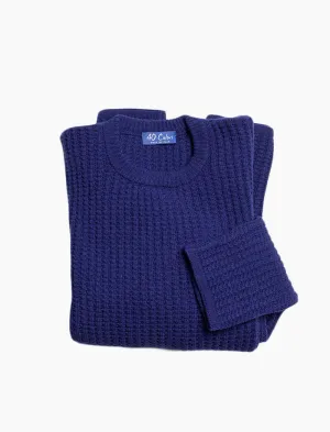 Royal Blue Waffle Knit Wool & Cashmere Jumper
