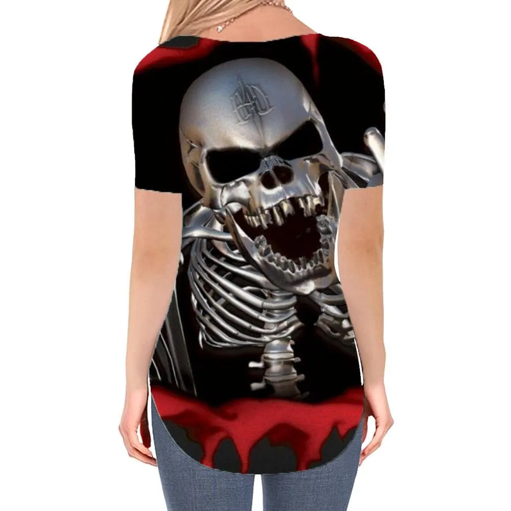 Skull T-shirt women Skeleton Funny T shirts Hip Hop Shirt Print Rock T-shirts 3d