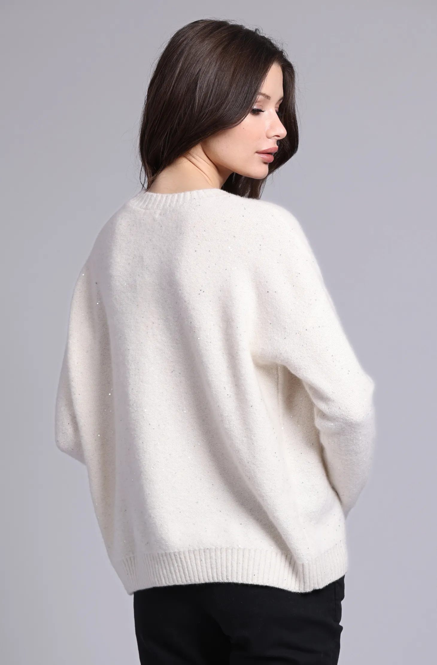 Sparkle Cashmere Boxy Crew Neck