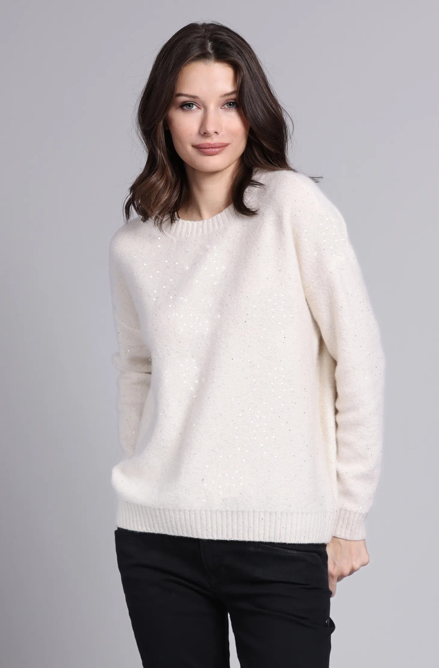 Sparkle Cashmere Boxy Crew Neck