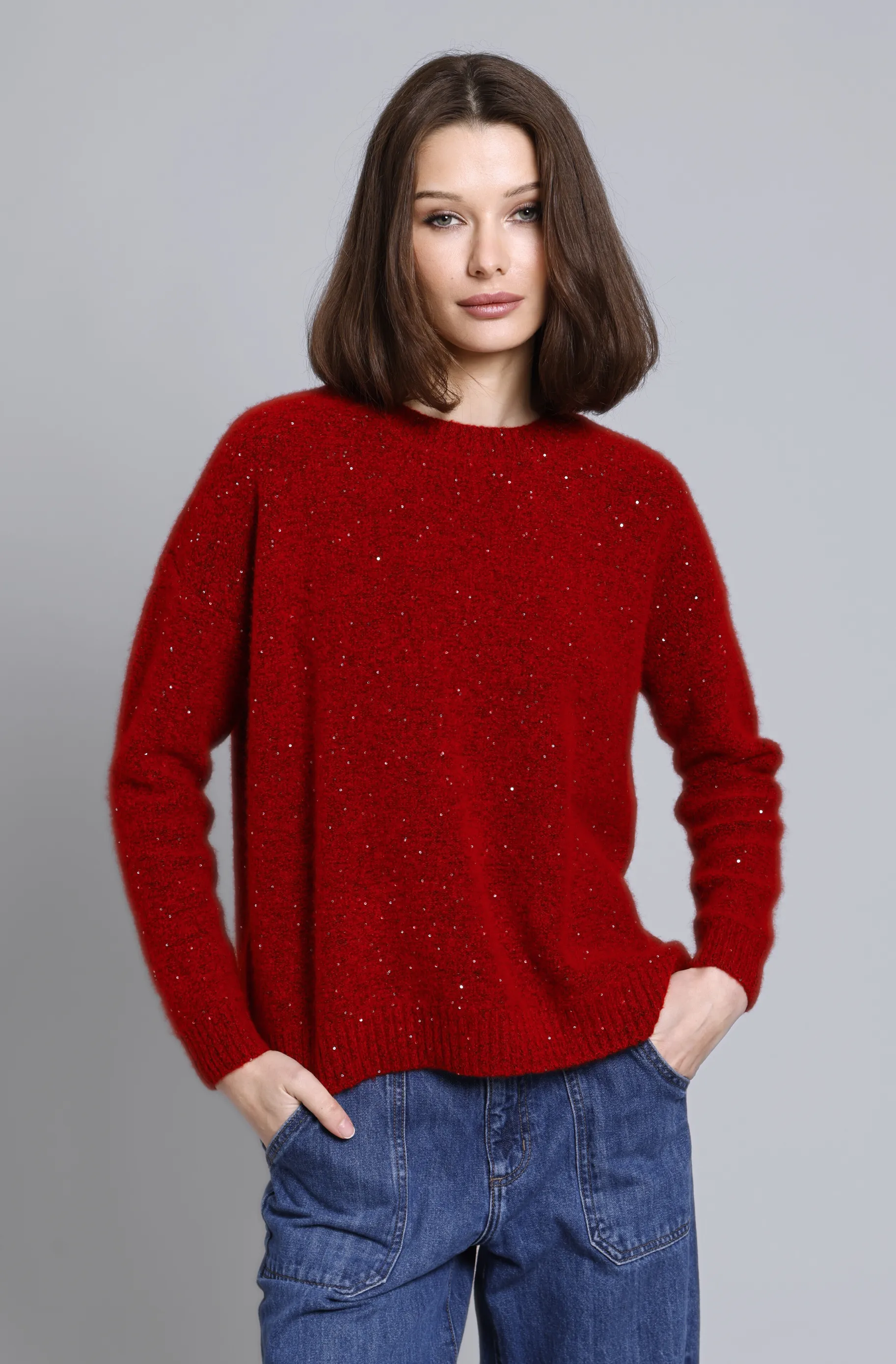 Sparkle Cashmere Boxy Crew Neck