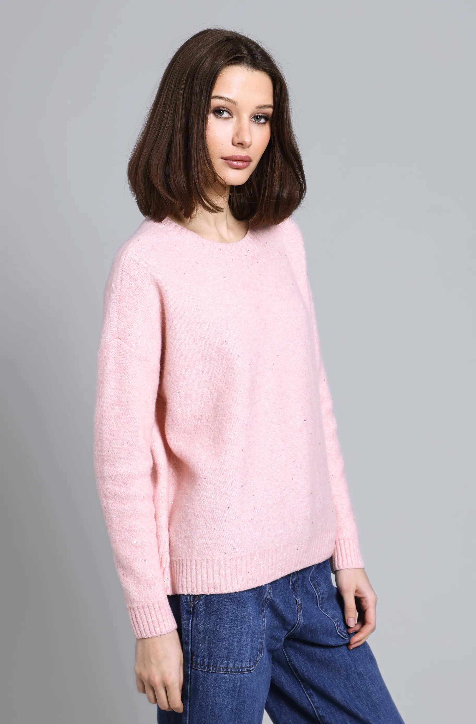 Sparkle Cashmere Boxy Crew Neck