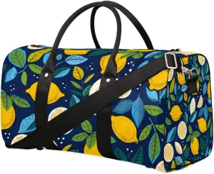 Summer Fruits Lemon Travel Duffel bag for Men Women Weekender Overnight Bag Gym Bag Carry On Luggage Bags for Yoga Workout Sports