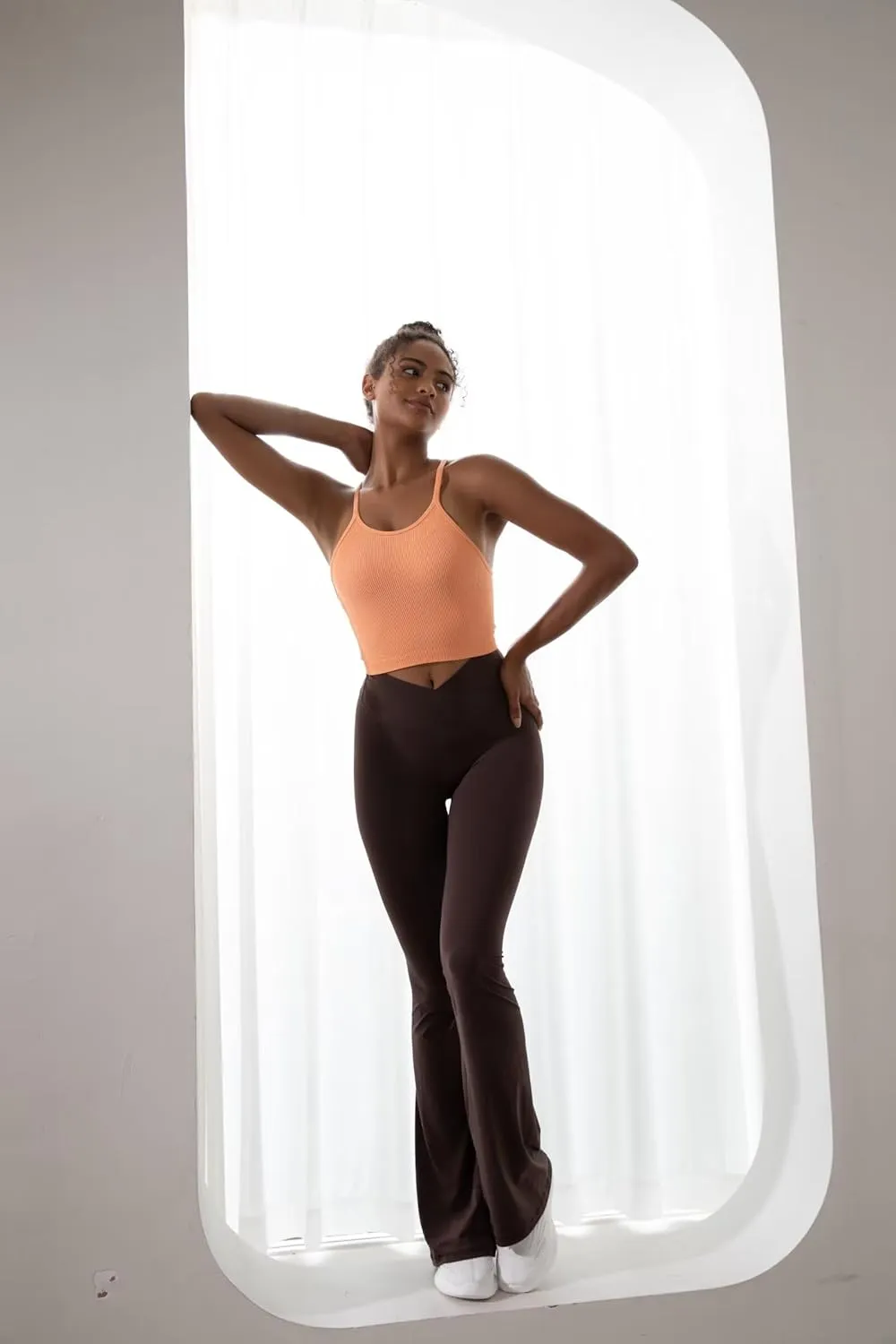 Sunzel Flare Leggings for Women with Pockets, Crossover Yoga Pants with Tummy Control, High Waisted and Wide Leg