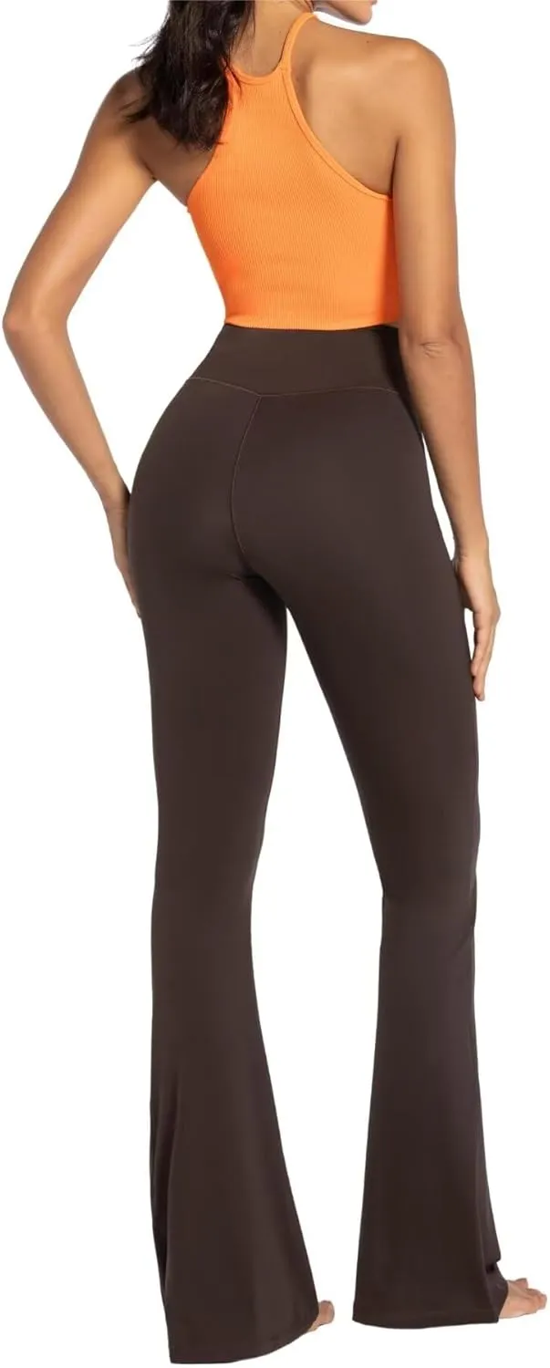Sunzel Flare Leggings for Women with Pockets, Crossover Yoga Pants with Tummy Control, High Waisted and Wide Leg