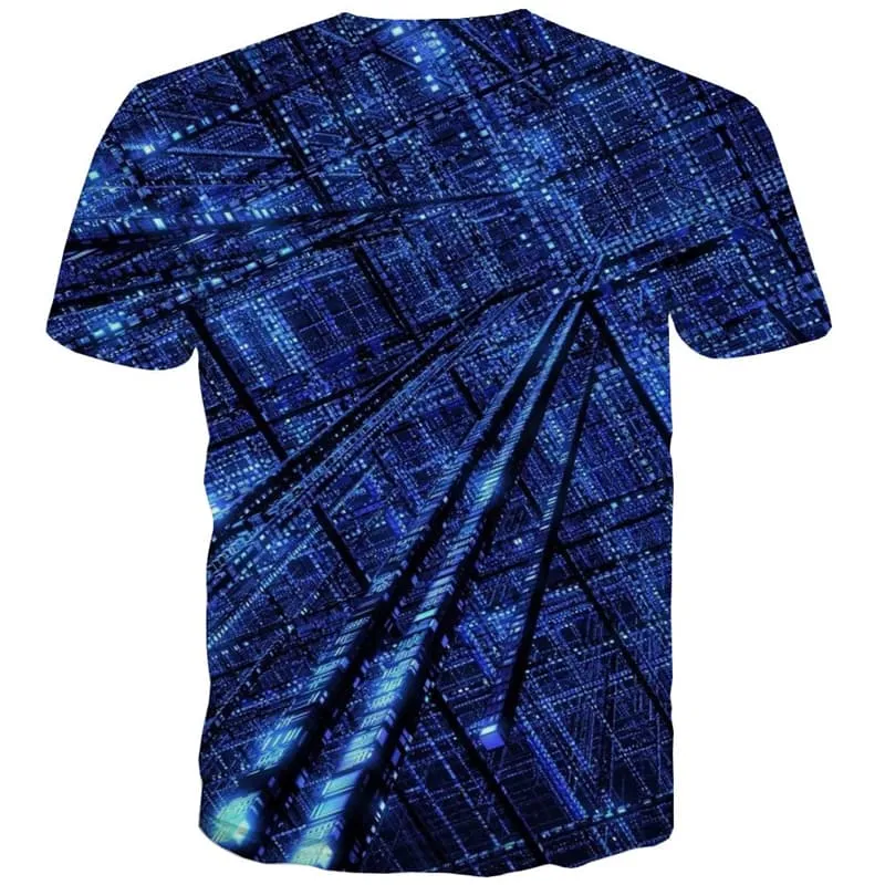 Technology T shirts Men Metal Tshirts Casual Blue Tshirt Printed Short Sleeve