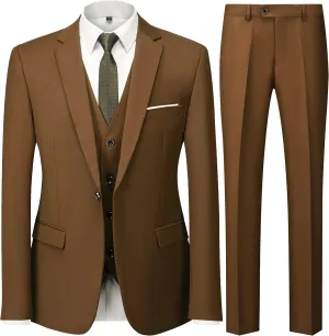 UNINUKOO Men Suits Slim Fit 3 Piece 1 Button Wedding Formal Business Tuxedo Suit Jacket Pants Vest Set