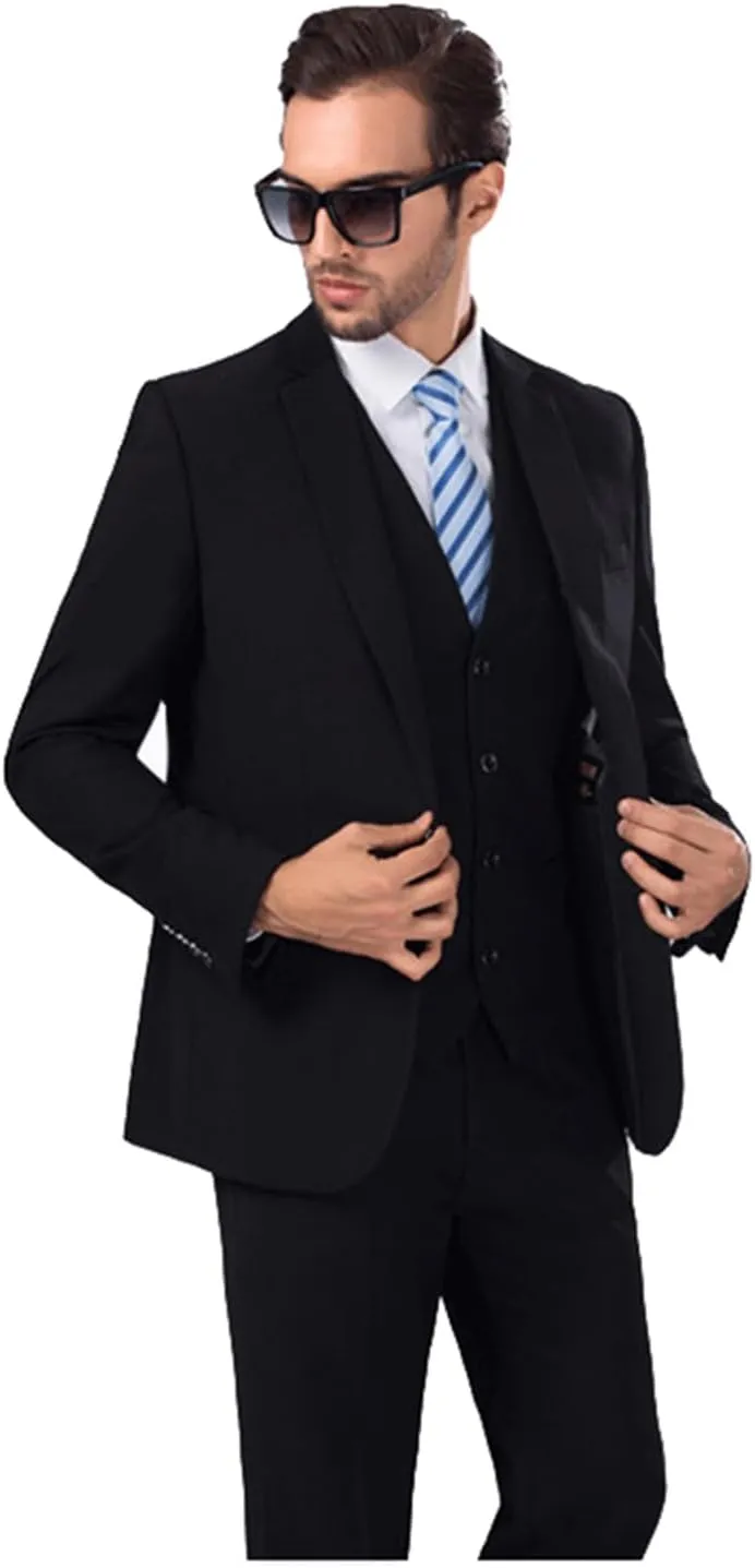 UNINUKOO Men Suits Slim Fit 3 Piece 1 Button Wedding Formal Business Tuxedo Suit Jacket Pants Vest Set