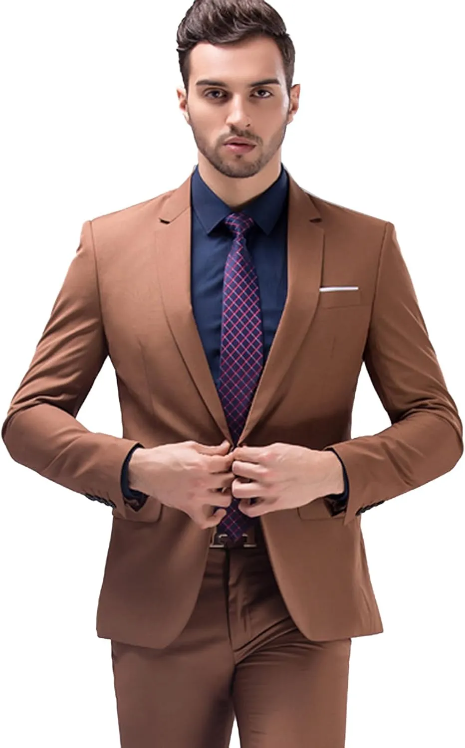 UNINUKOO Men Suits Slim Fit 3 Piece 1 Button Wedding Formal Business Tuxedo Suit Jacket Pants Vest Set