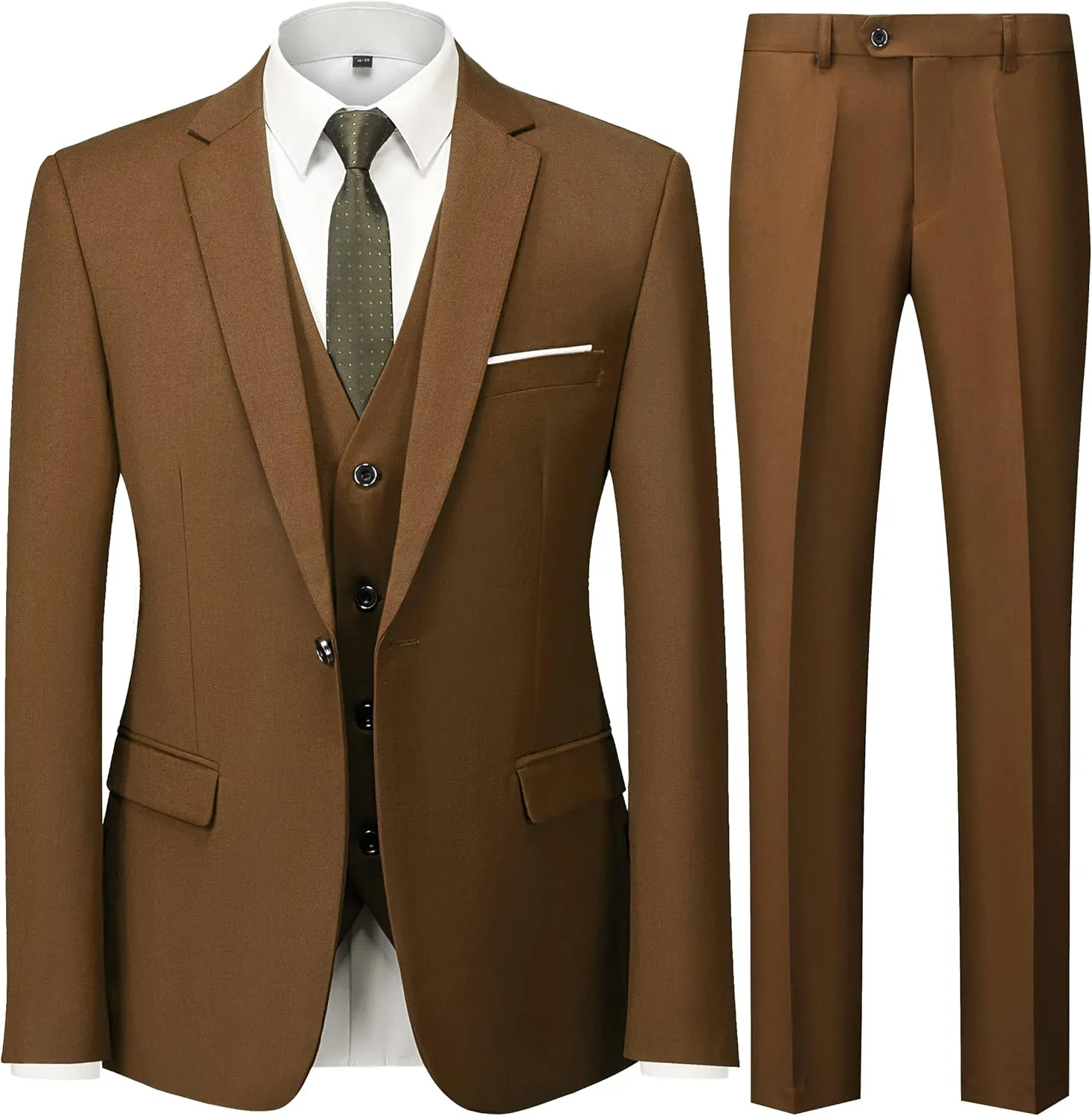 UNINUKOO Men Suits Slim Fit 3 Piece 1 Button Wedding Formal Business Tuxedo Suit Jacket Pants Vest Set