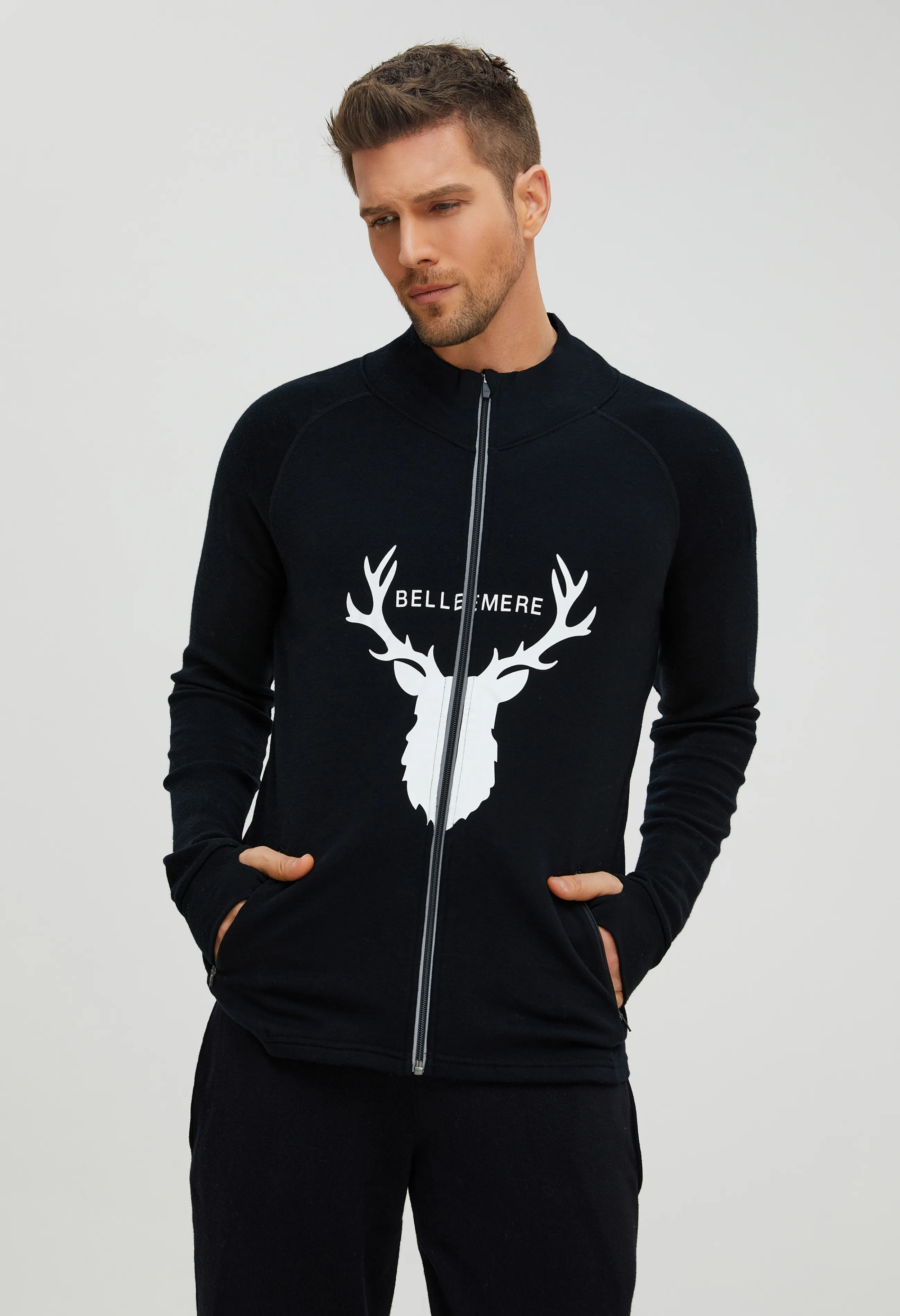Unisex Merino Deer Design Full Zipped Jacket