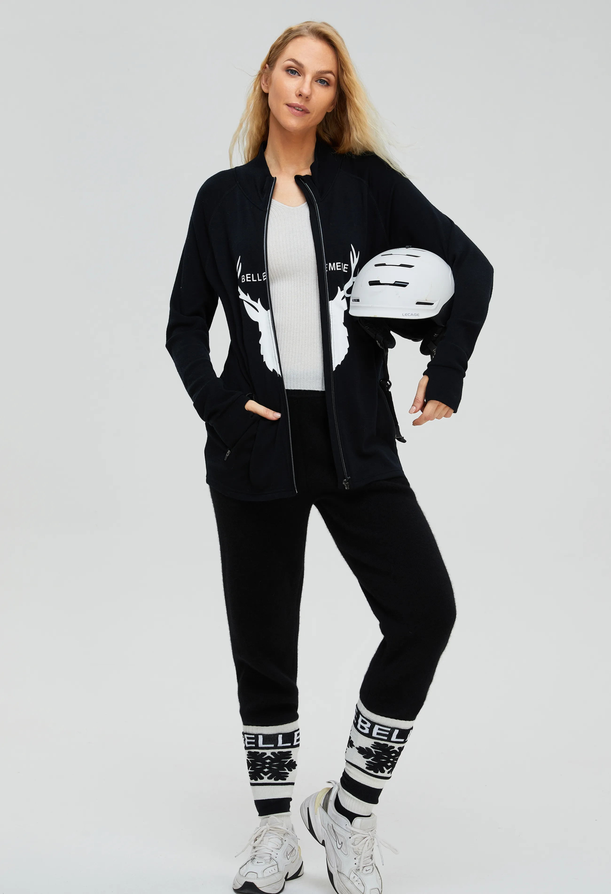 Unisex Merino Deer Design Full Zipped Jacket