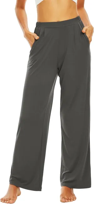 WiWi Women's Wide Leg Pajama Pants Casual Sleep Bottoms Palazzo Yoga Sweatpants Pant with Pockets Viscose from Bamboo S-XXL