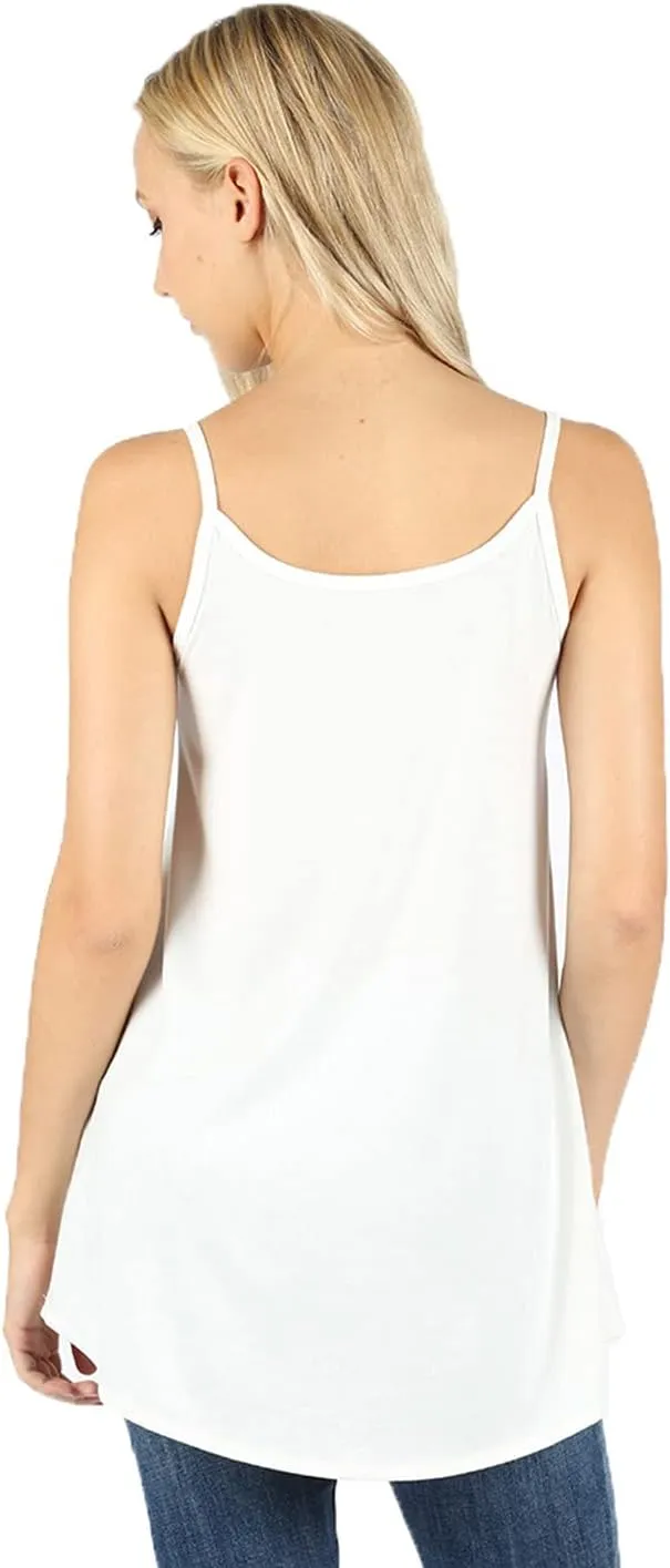 Women Front and Back Reversible Spaghetti Strap Round v Neck Loose Flare Swing fit Camisole Tank top