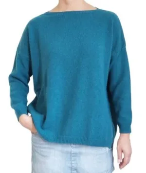 Women's Boat Neck Sweater in Reclaimed Cashmere