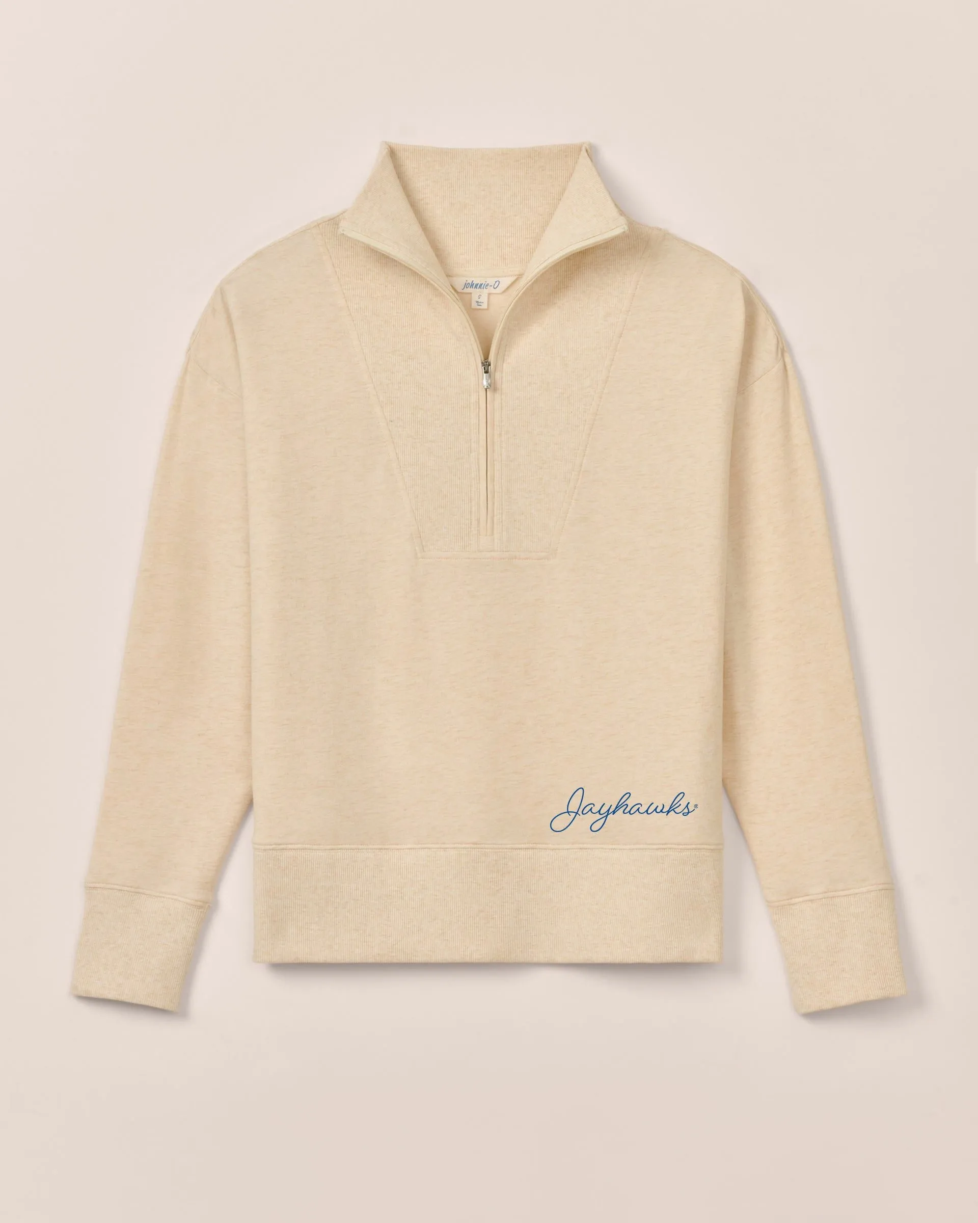 Women's Kansas Taylor Drop Shoulder Cotton 1/4 Zip - Jayhawks Logo