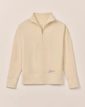 Women's Louisiana State Taylor Drop Shoulder Cotton 1/4 Zip - Geaux Tigers Logo
