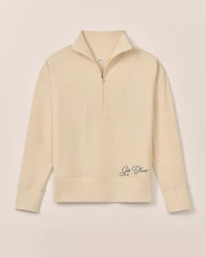 Women's Michigan Taylor Drop Shoulder Cotton 1/4 Zip - Go Blue Logo