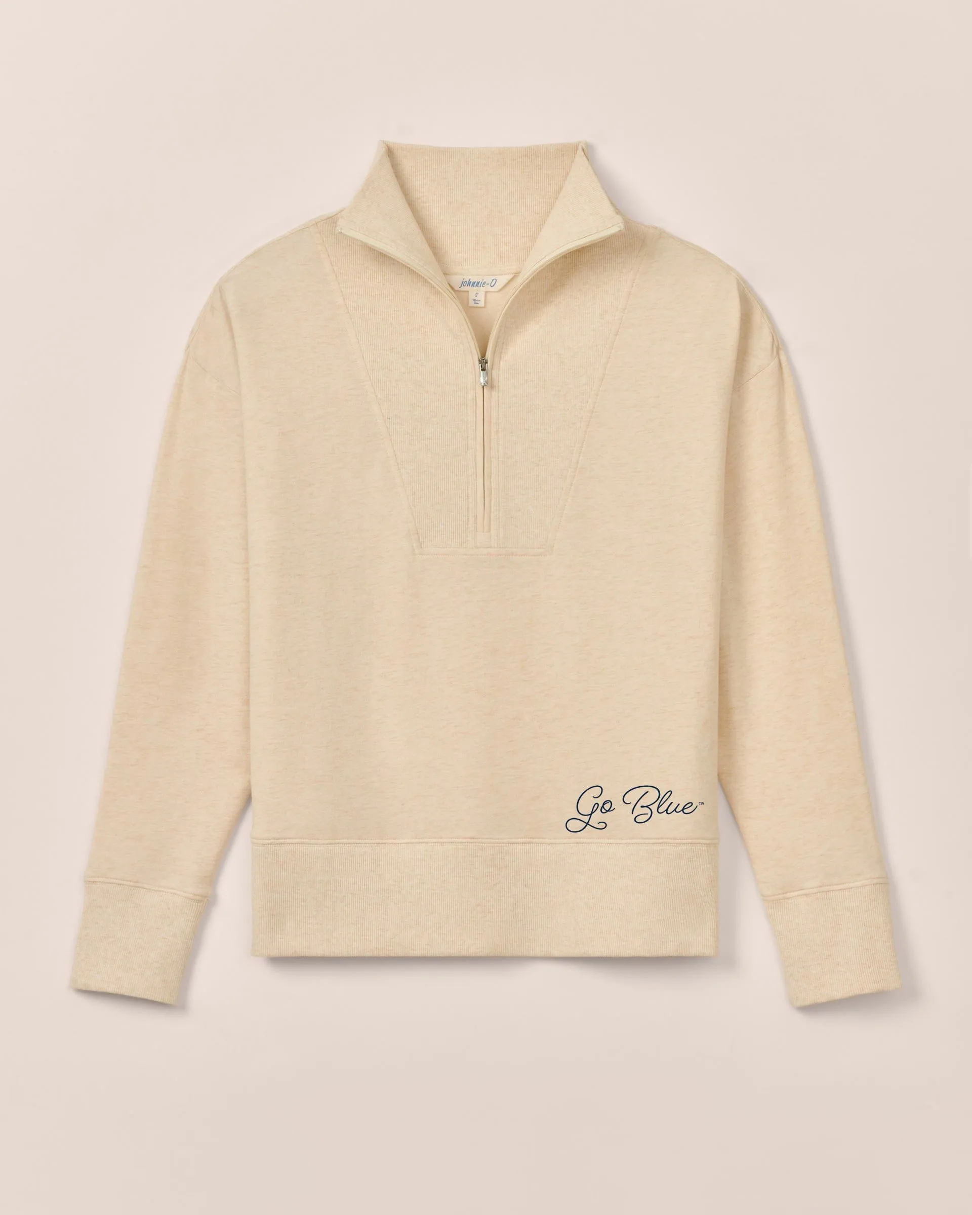 Women's Michigan Taylor Drop Shoulder Cotton 1/4 Zip - Go Blue Logo